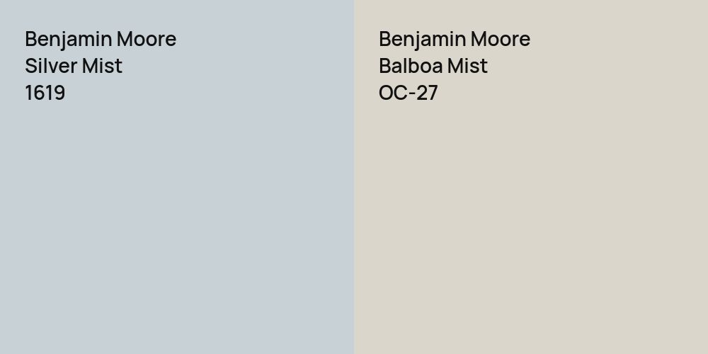 Benjamin Moore Silver Mist vs. Benjamin Moore Balboa Mist