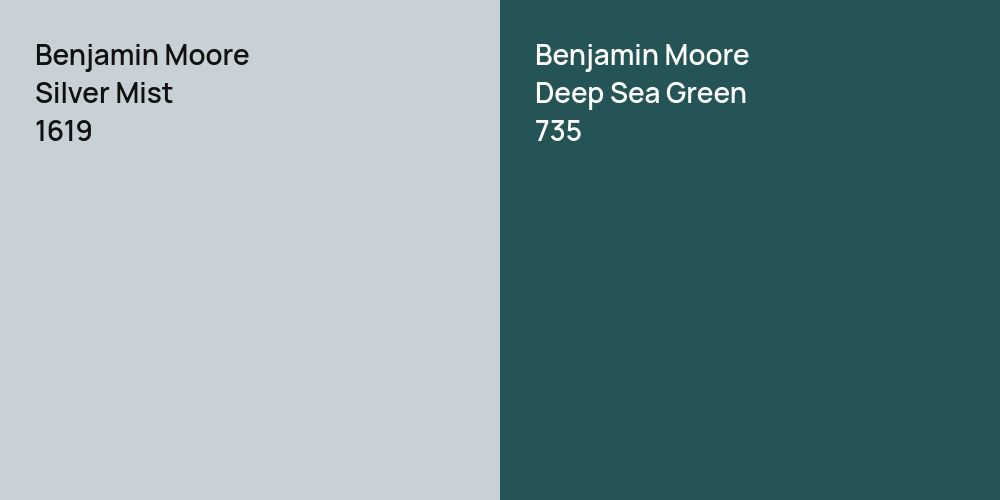 Benjamin Moore Silver Mist vs. Benjamin Moore Deep Sea Green