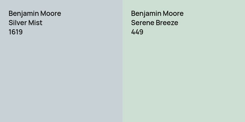 Benjamin Moore Silver Mist vs. Benjamin Moore Serene Breeze