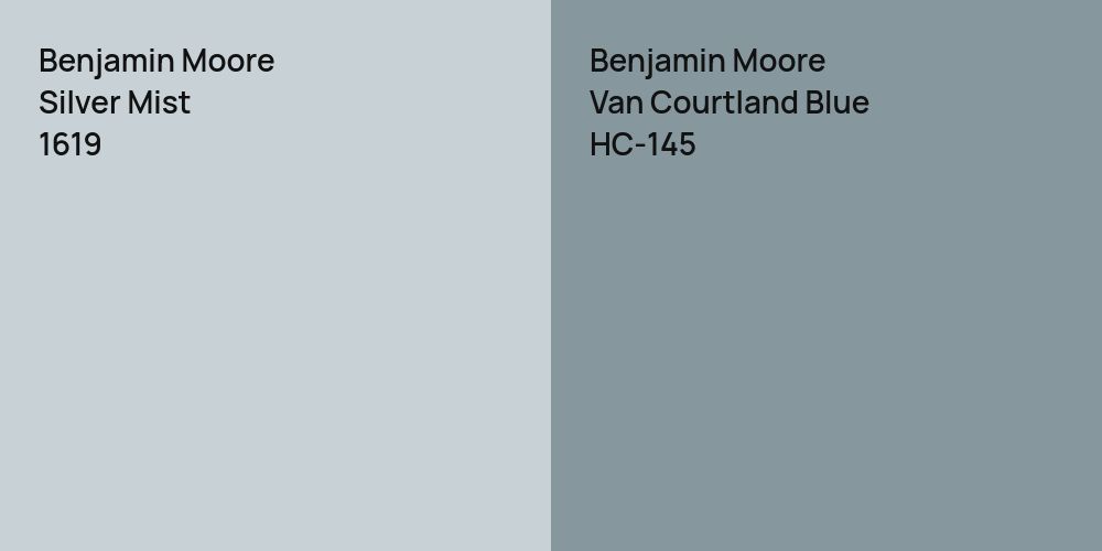 Benjamin Moore Silver Mist vs. Benjamin Moore Van Courtland Blue