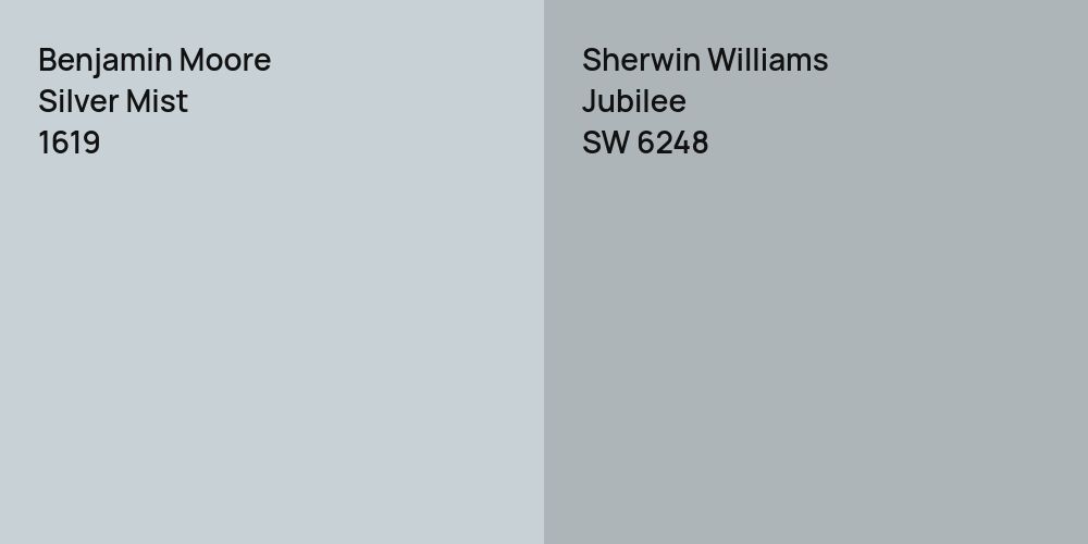 Benjamin Moore Silver Mist vs. Sherwin Williams Jubilee