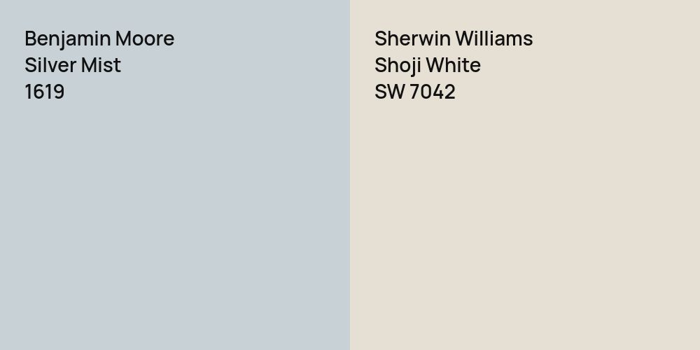 Benjamin Moore Silver Mist vs. Sherwin Williams Shoji White