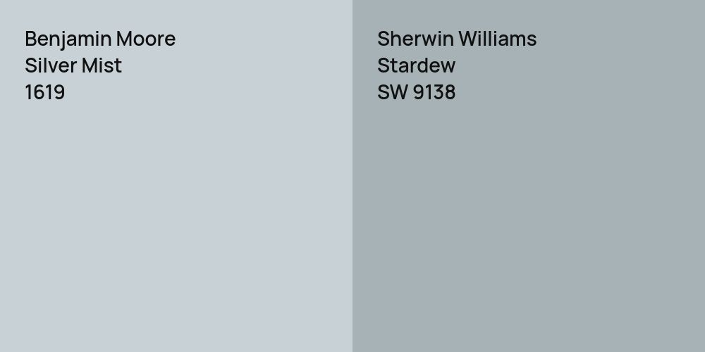 Benjamin Moore Silver Mist vs. Sherwin Williams Stardew