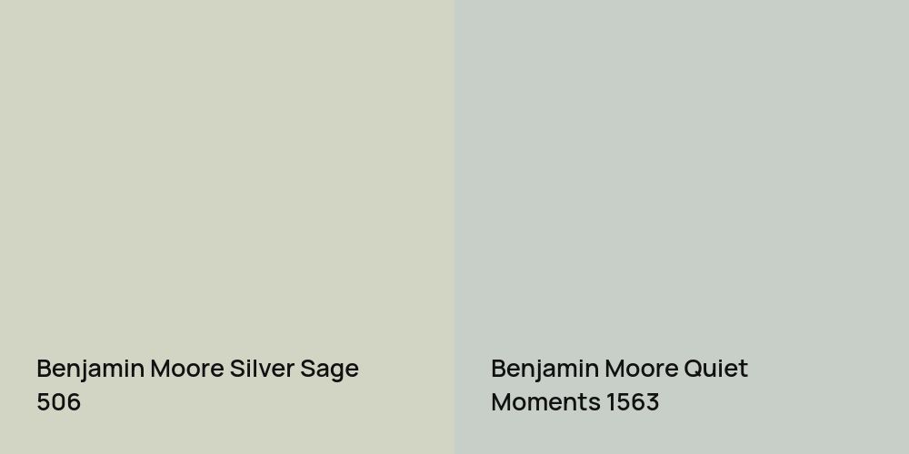 Benjamin Moore Silver Sage vs. Benjamin Moore Quiet Moments