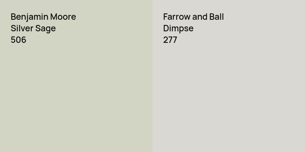 Benjamin Moore Silver Sage vs. Farrow and Ball Dimpse