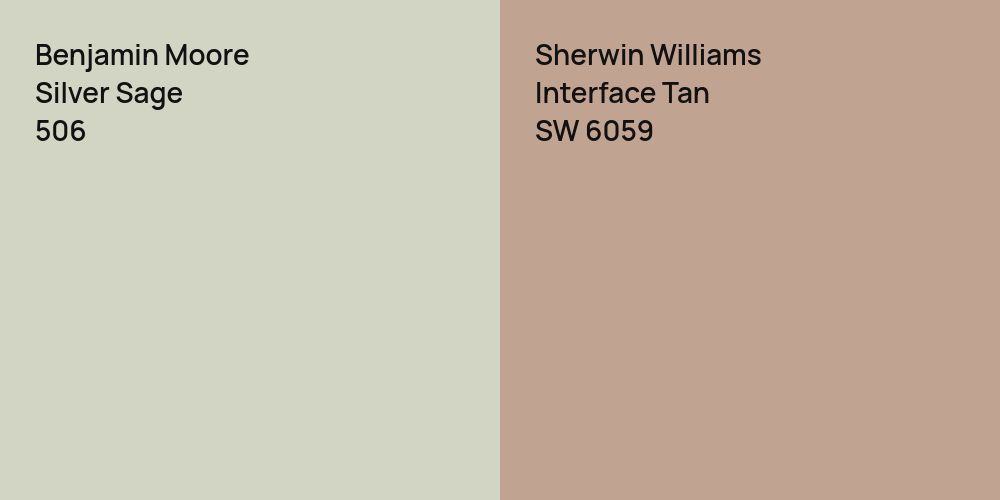 Benjamin Moore Silver Sage vs. Sherwin Williams Interface Tan