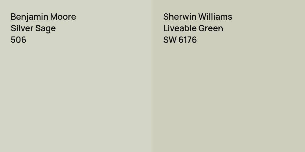 Benjamin Moore Silver Sage vs. Sherwin Williams Liveable Green