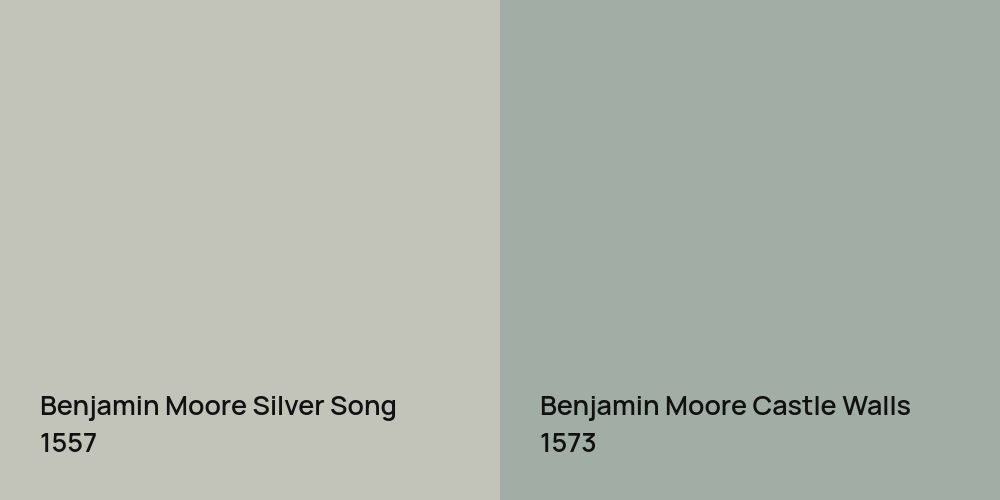 Benjamin Moore Silver Song vs. Benjamin Moore Castle Walls