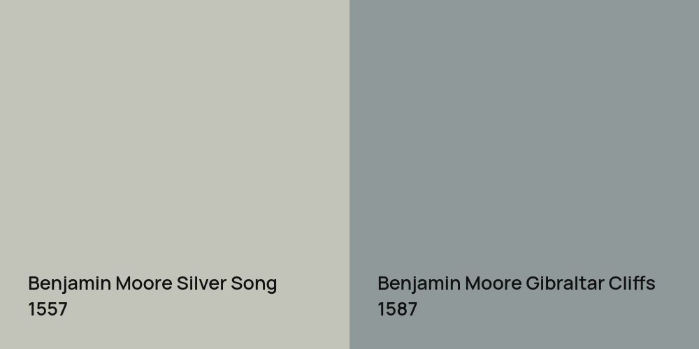 Benjamin Moore Silver Song vs. Benjamin Moore Gibraltar Cliffs