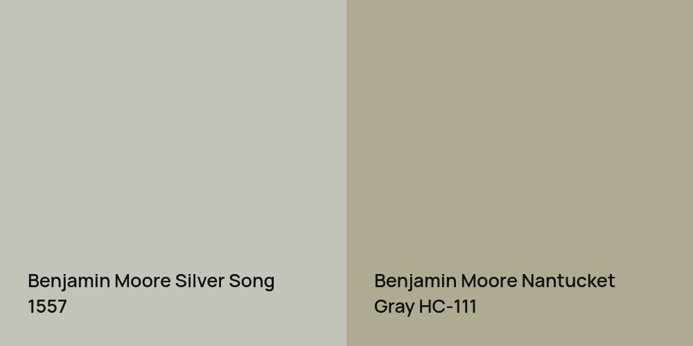 Benjamin Moore Silver Song vs. Benjamin Moore Nantucket Gray