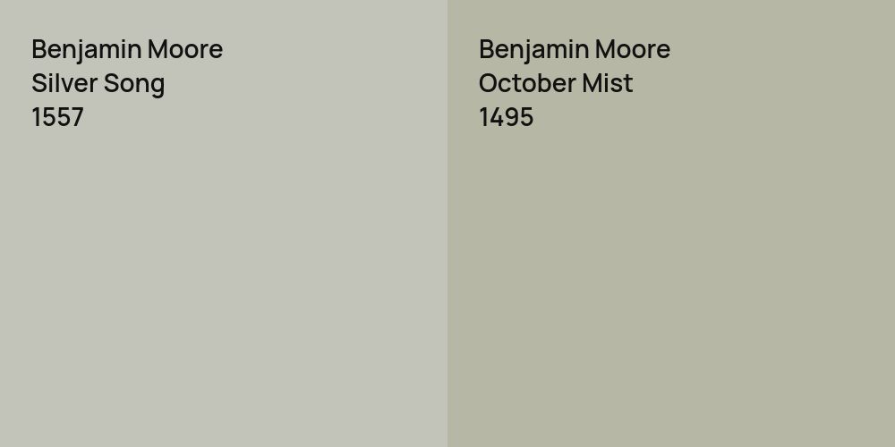 Benjamin Moore Silver Song vs. Benjamin Moore October Mist