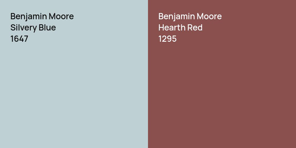 Benjamin Moore Silvery Blue vs. Benjamin Moore Hearth Red