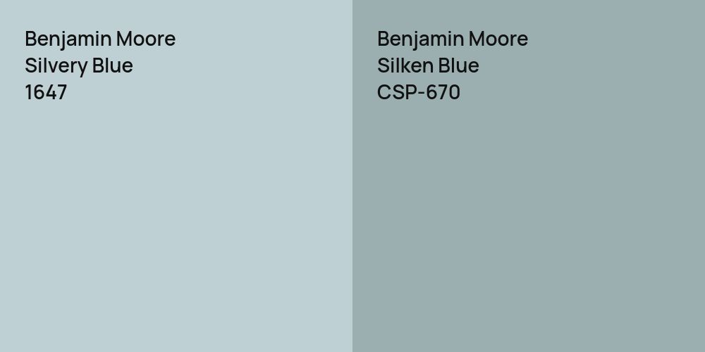 Benjamin Moore Silvery Blue vs. Benjamin Moore Silken Blue