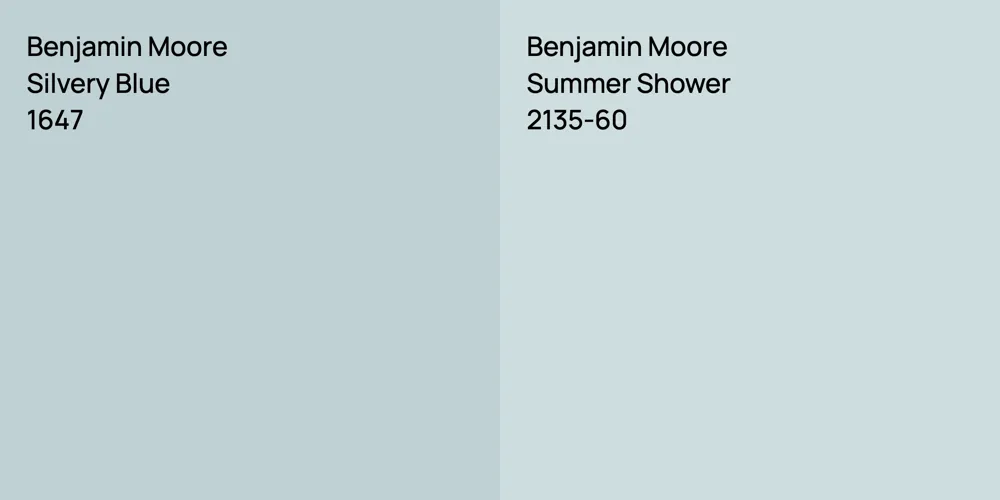 Benjamin Moore Silvery Blue vs. Benjamin Moore Summer Shower