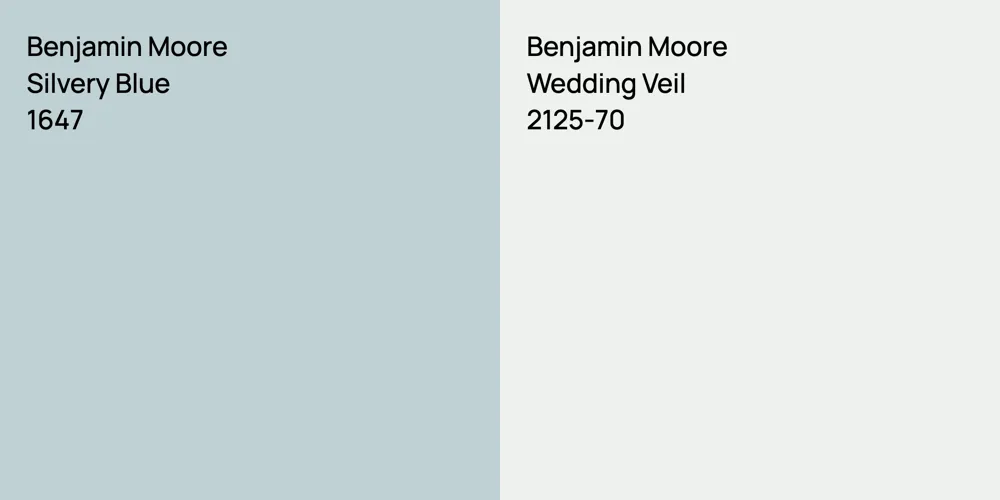 Benjamin Moore Silvery Blue vs. Benjamin Moore Wedding Veil