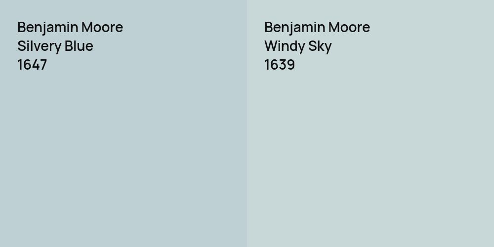 Benjamin Moore Silvery Blue vs. Benjamin Moore Windy Sky