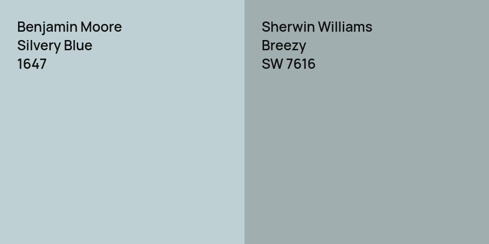 Benjamin Moore Silvery Blue vs. Sherwin Williams Breezy