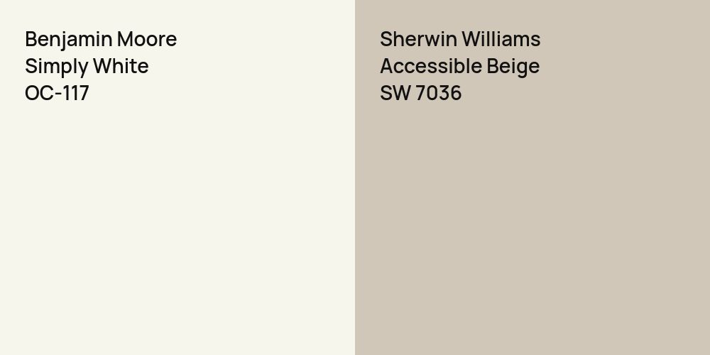 Benjamin Moore Simply White vs. Sherwin Williams Accessible Beige