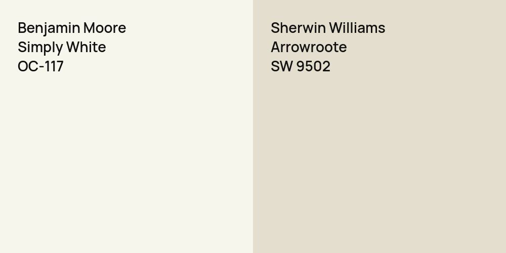 Benjamin Moore Simply White vs. Sherwin Williams Arrowroote