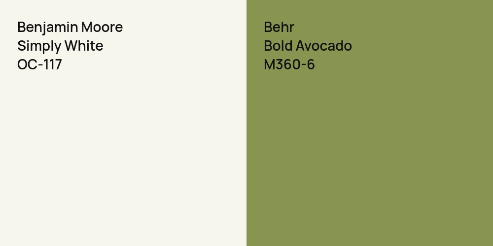 Benjamin Moore Simply White vs. Behr Bold Avocado