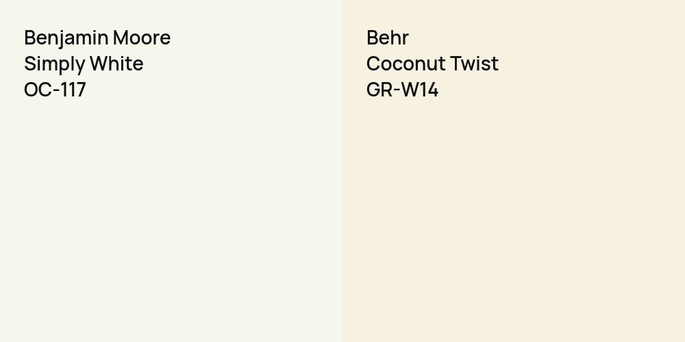 Benjamin Moore Simply White vs. Behr Coconut Twist