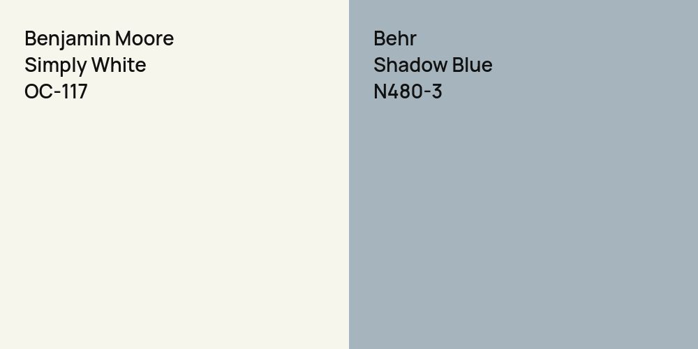 Benjamin Moore Simply White vs. Behr Shadow Blue