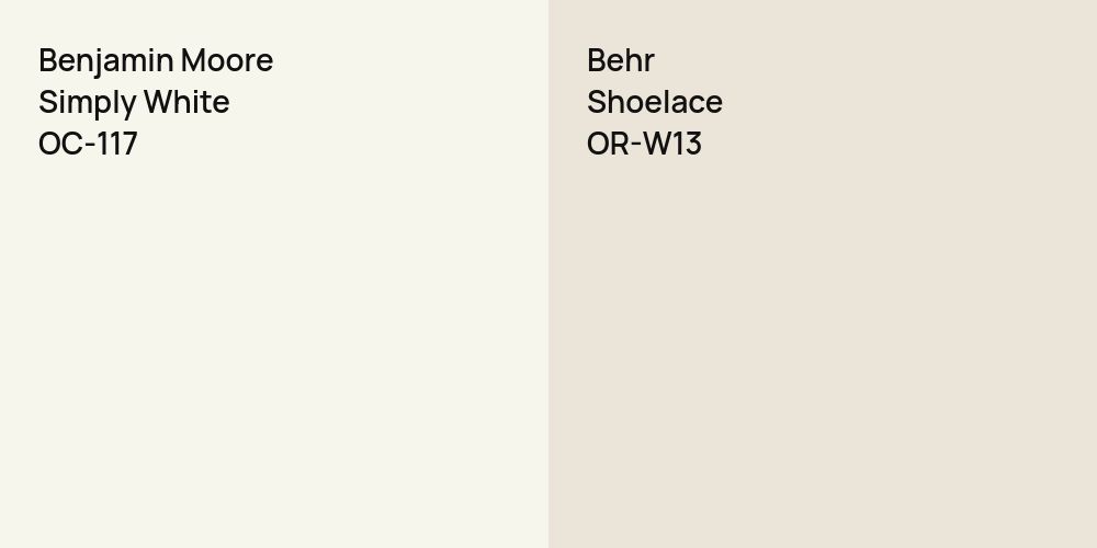 Benjamin Moore Simply White vs. Behr Shoelace