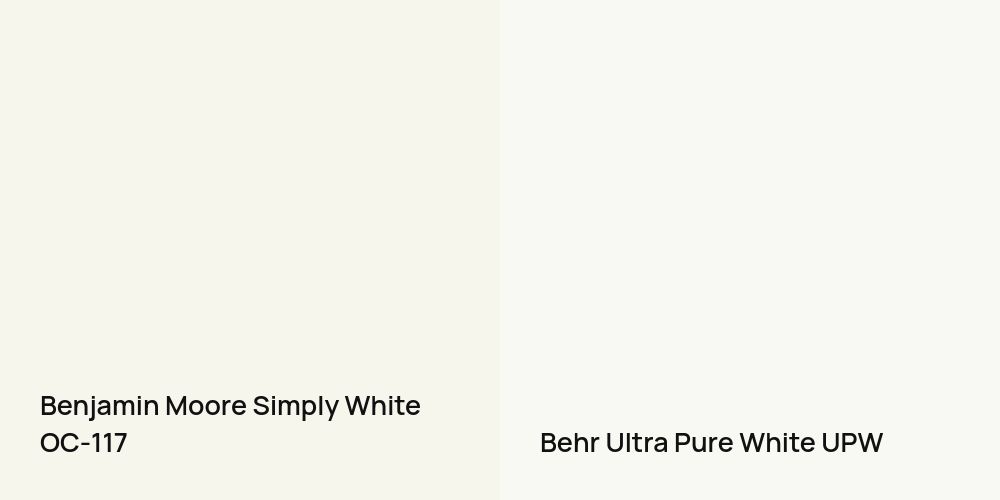 Benjamin Moore Simply White vs. Behr Ultra Pure White