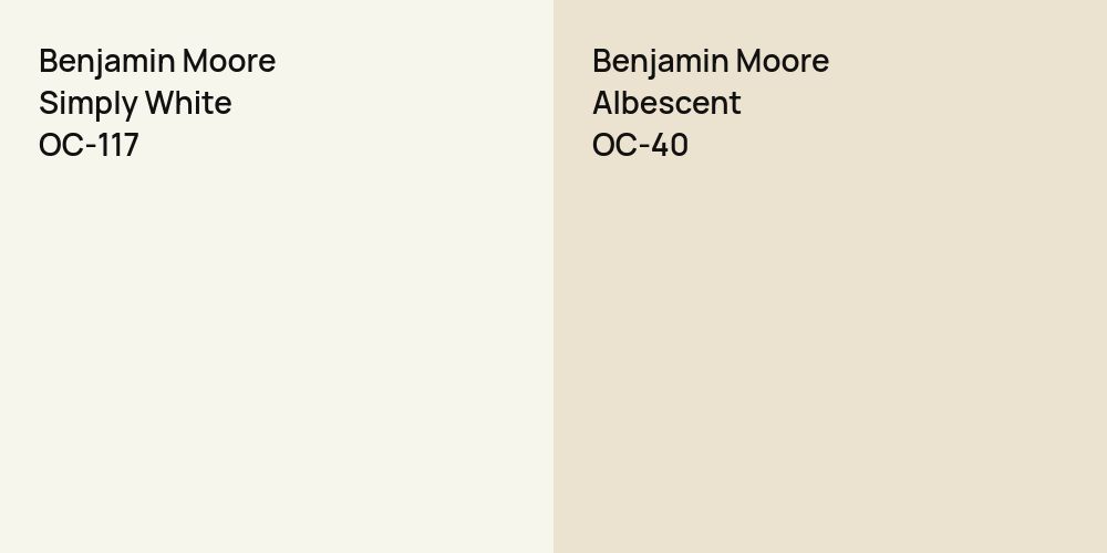 Benjamin Moore Simply White vs. Benjamin Moore Albescent