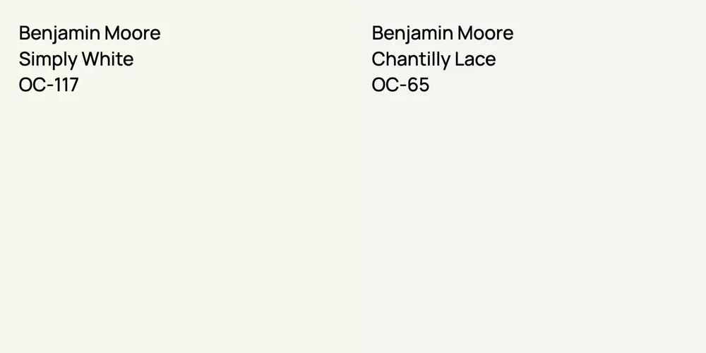 Benjamin Moore Simply White vs. Benjamin Moore Chantilly Lace