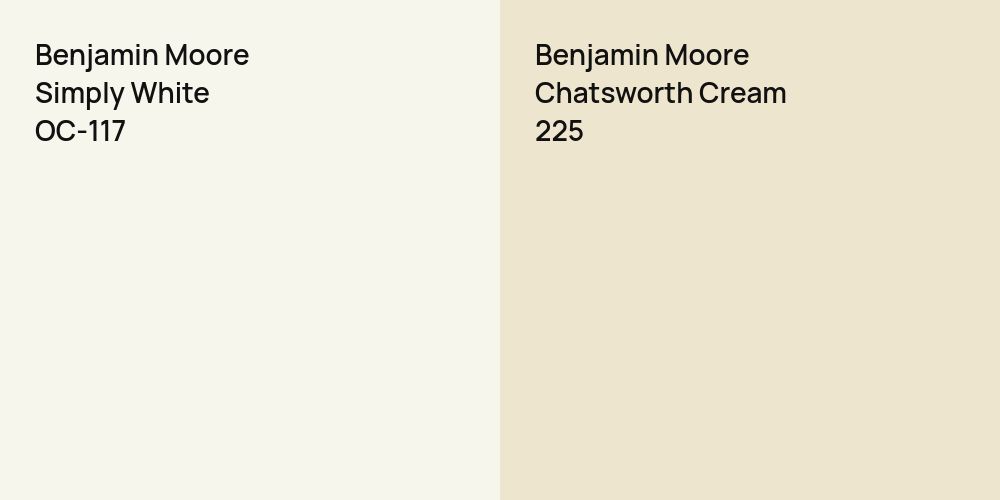 Benjamin Moore Simply White vs. Benjamin Moore Chatsworth Cream