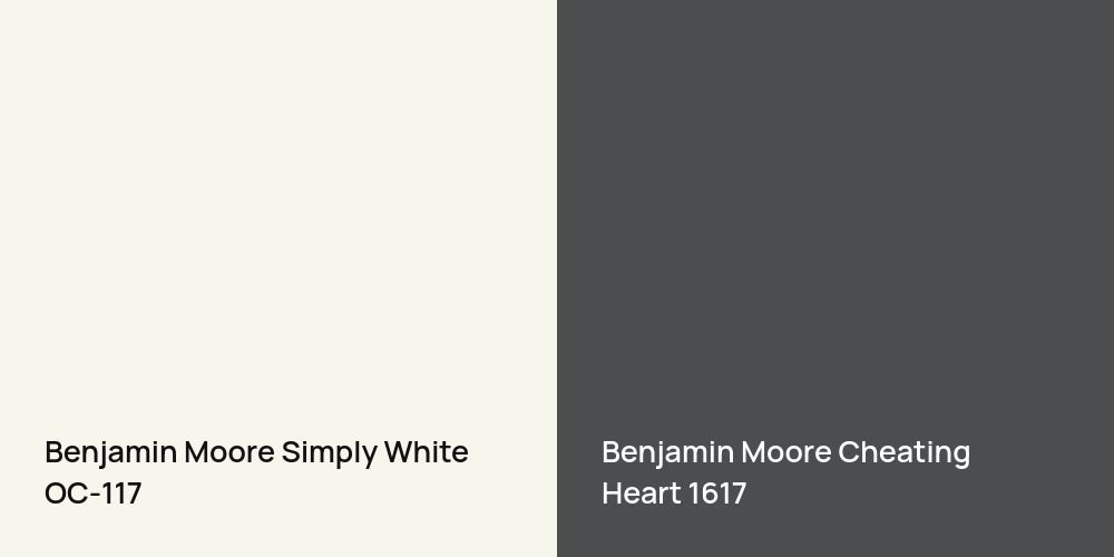 Benjamin Moore Simply White vs. Benjamin Moore Cheating Heart