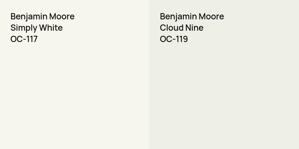 Benjamin Moore Simply White vs. Benjamin Moore Cloud Nine