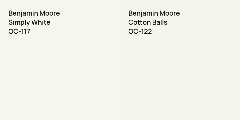 Benjamin Moore Simply White vs. Benjamin Moore Cotton Balls