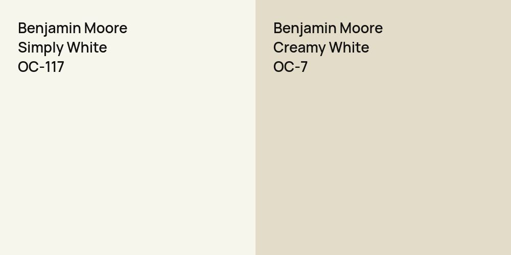 Benjamin Moore Simply White vs. Benjamin Moore Creamy White