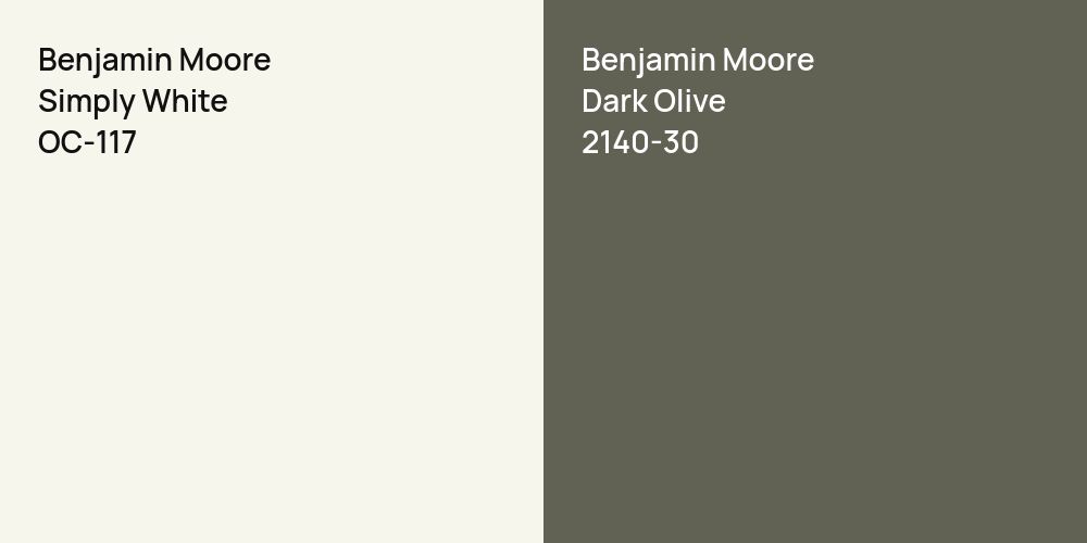 Benjamin Moore Simply White vs. Benjamin Moore Dark Olive