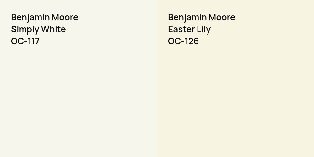 Benjamin Moore Simply White vs. Benjamin Moore Easter Lily