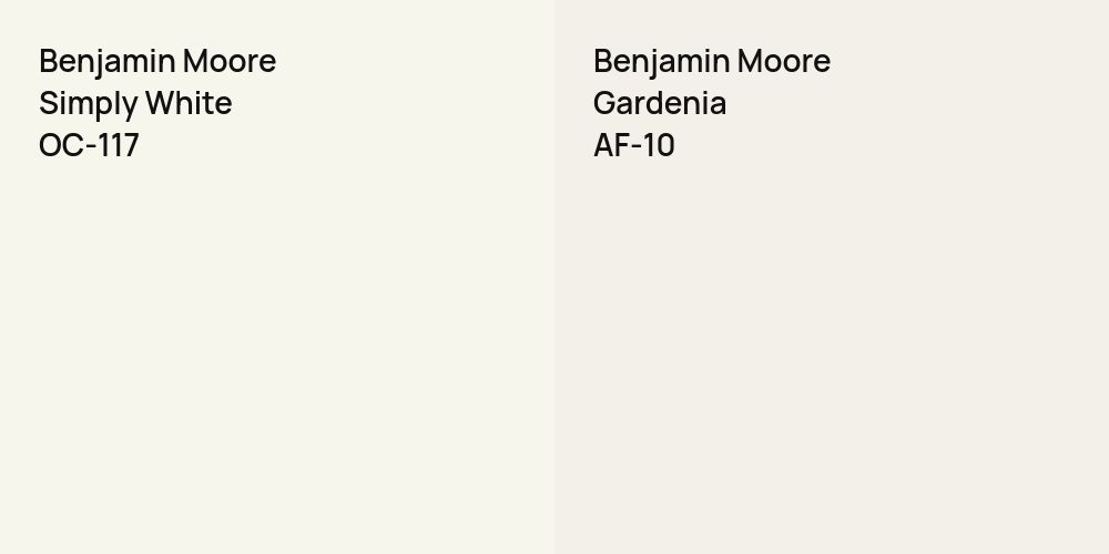 Benjamin Moore Simply White vs. Benjamin Moore Gardenia