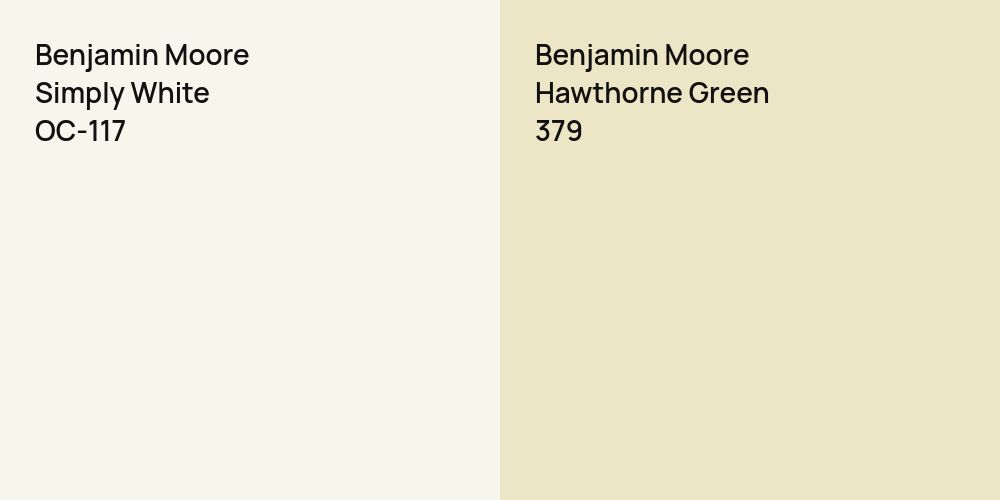 Benjamin Moore Simply White vs. Benjamin Moore Hawthorne Green