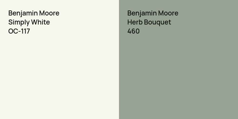 Benjamin Moore Simply White vs. Benjamin Moore Herb Bouquet