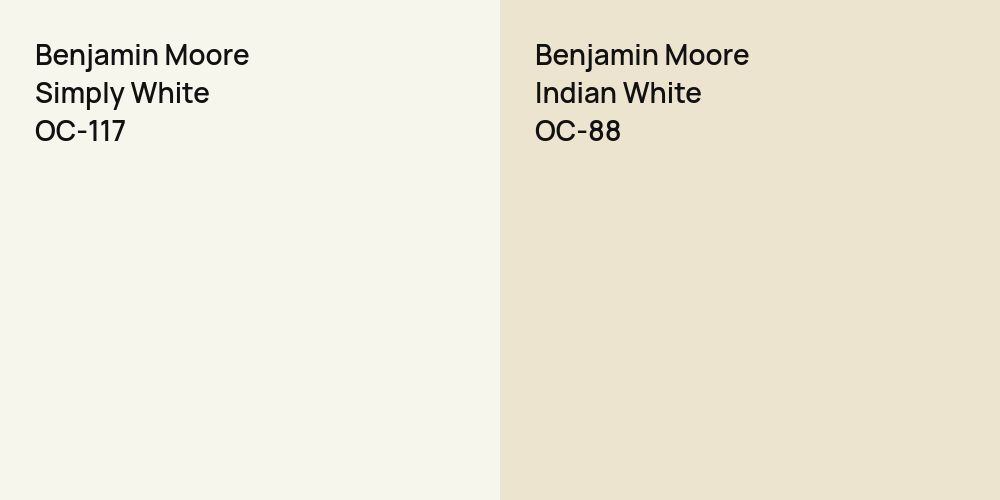 Benjamin Moore Simply White vs. Benjamin Moore Indian White