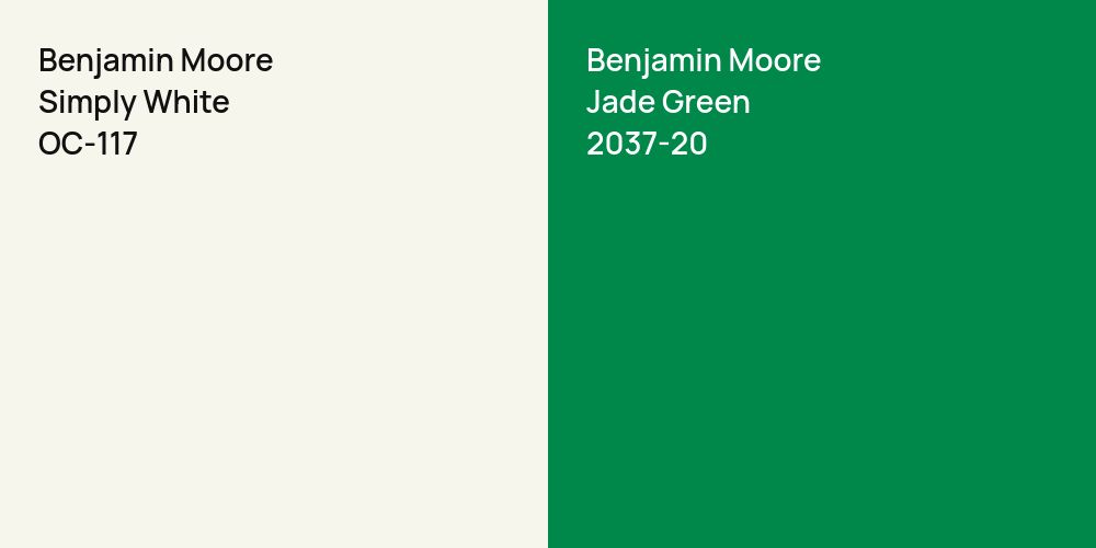 Benjamin Moore Simply White vs. Benjamin Moore Jade Green