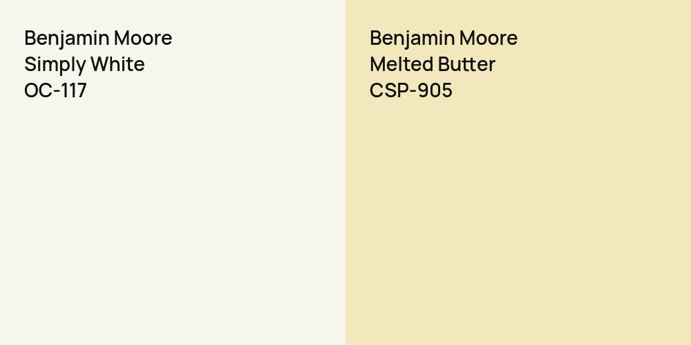 Benjamin Moore Simply White vs. Benjamin Moore Melted Butter