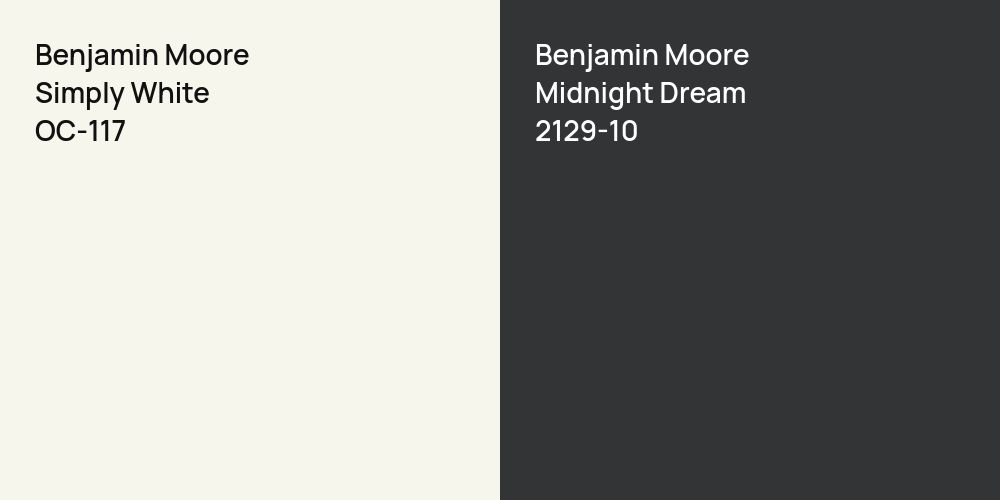 Benjamin Moore Simply White vs. Benjamin Moore Midnight Dream