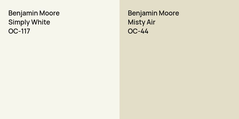 Benjamin Moore Simply White vs. Benjamin Moore Misty Air