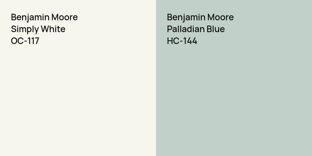 Benjamin Moore Simply White vs. Benjamin Moore Palladian Blue