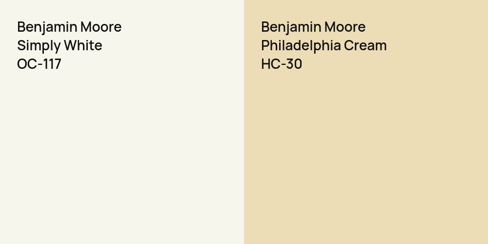 Benjamin Moore Simply White vs. Benjamin Moore Philadelphia Cream