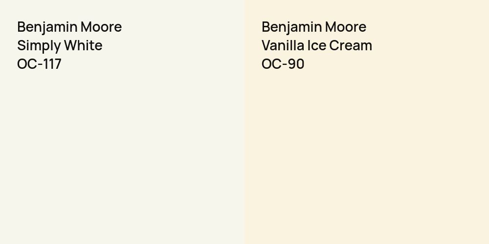 Benjamin Moore Simply White vs. Benjamin Moore Vanilla Ice Cream