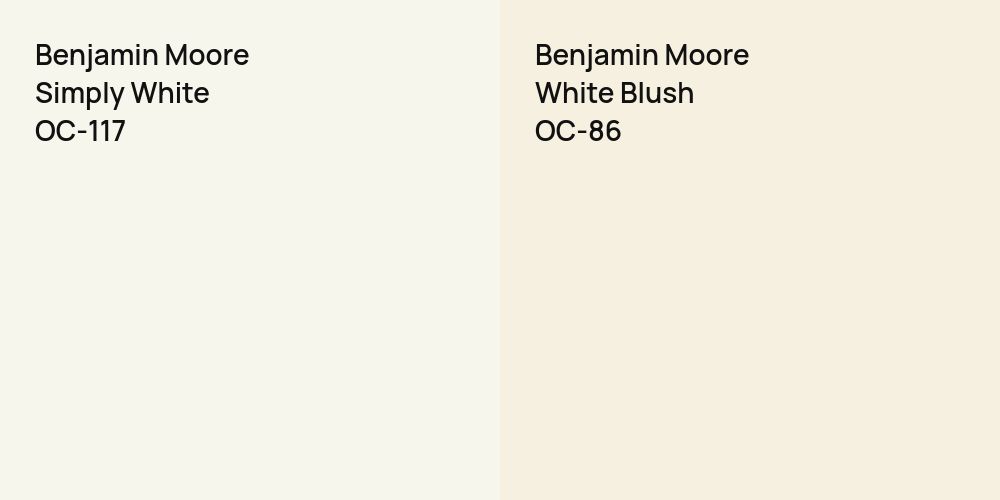 Benjamin Moore Simply White vs. Benjamin Moore White Blush