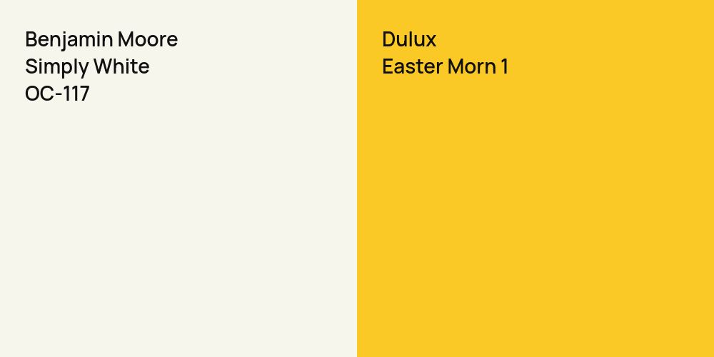 Benjamin Moore Simply White vs. Dulux Easter Morn 1